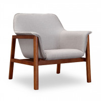 Manhattan Comfort AC007-GY Miller Grey and Walnut Linen Weave Accent Chair